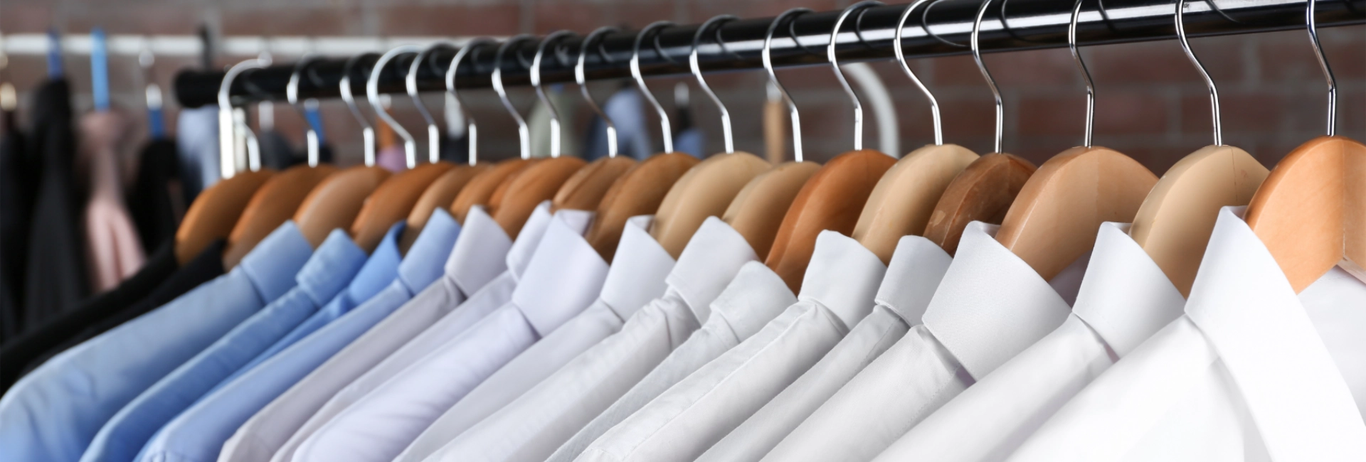 Dry Cleaning Clean Mens Shirts On Rack 1920X650